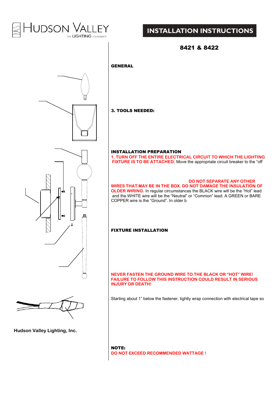 Hudson Valley Lighting ROCKLAND 8422 User Manual | 1 page