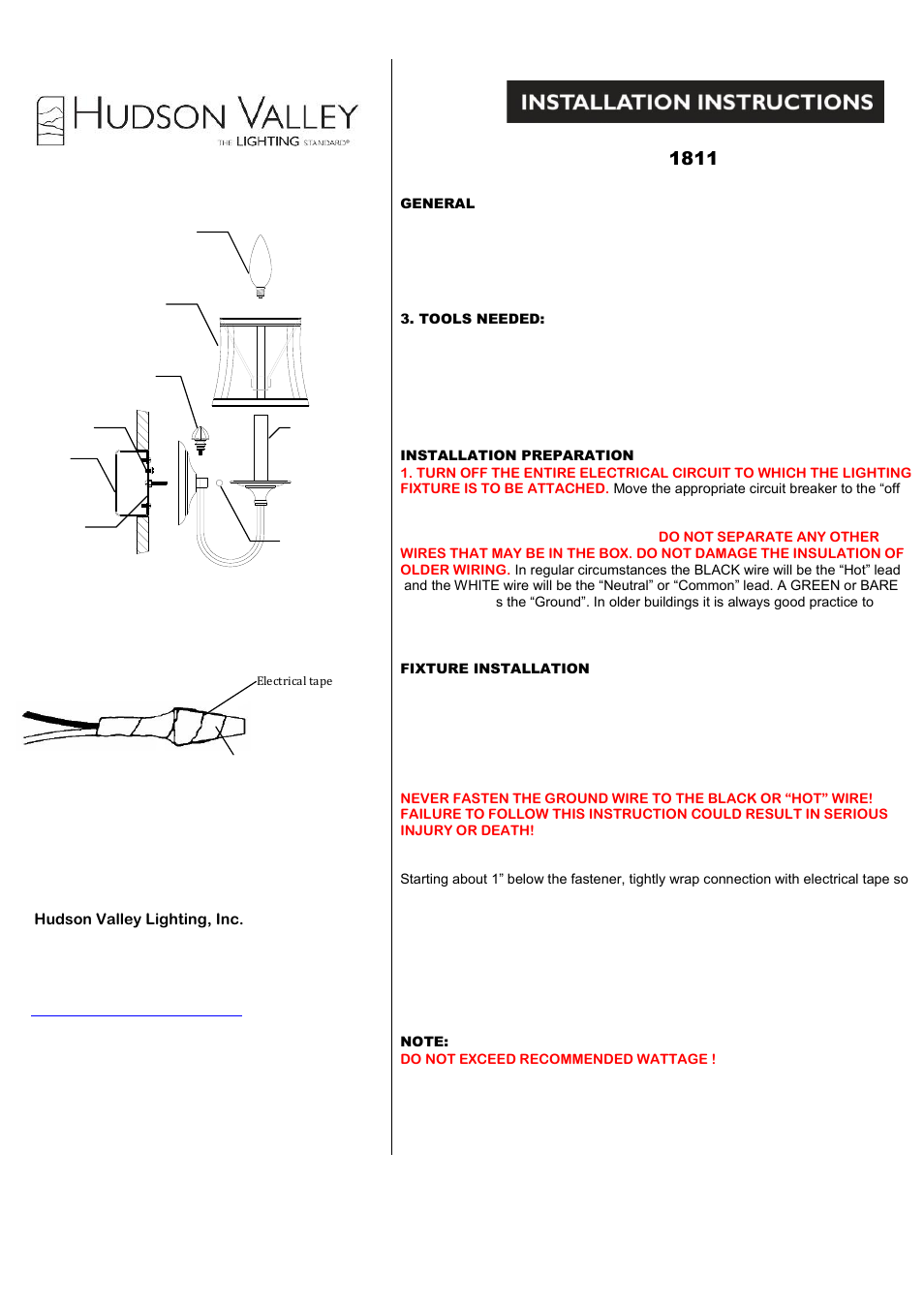 Hudson Valley Lighting ROCKVILLE 1811 User Manual | 1 page