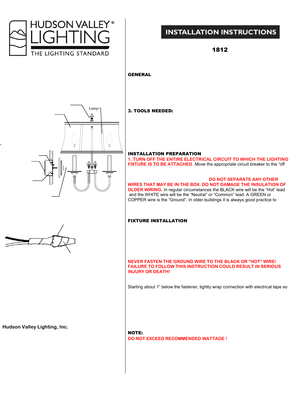 Hudson Valley Lighting ROCKVILLE 1812 User Manual | 1 page