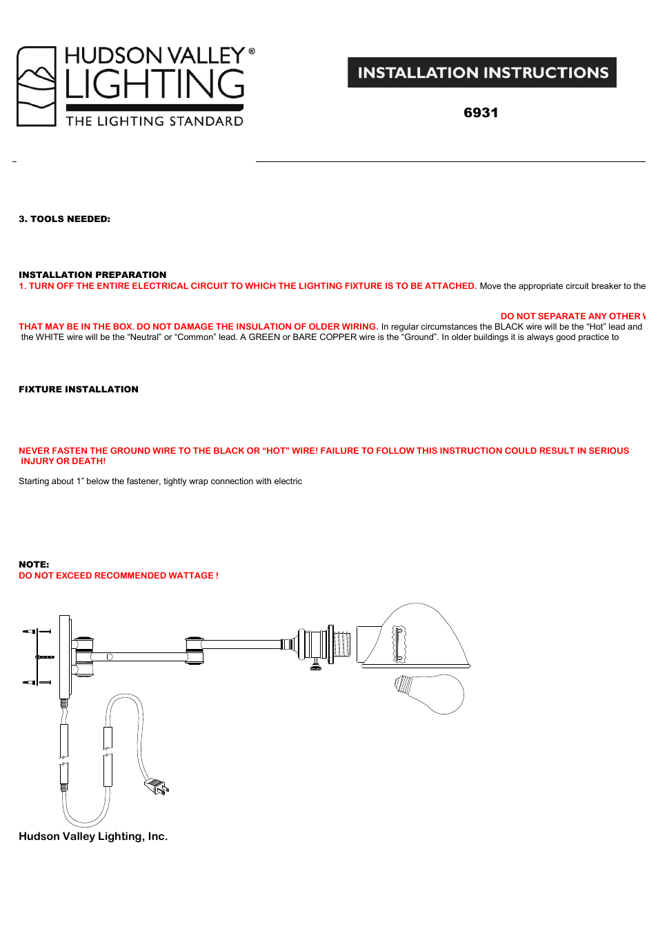 Hudson Valley Lighting ROSLYN 6931 User Manual | 2 pages