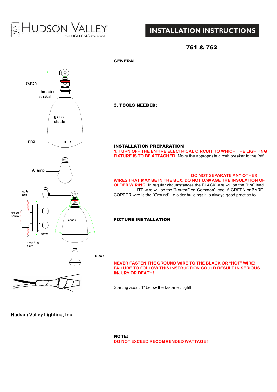 Hudson Valley Lighting ROSLYN 762 User Manual | 2 pages