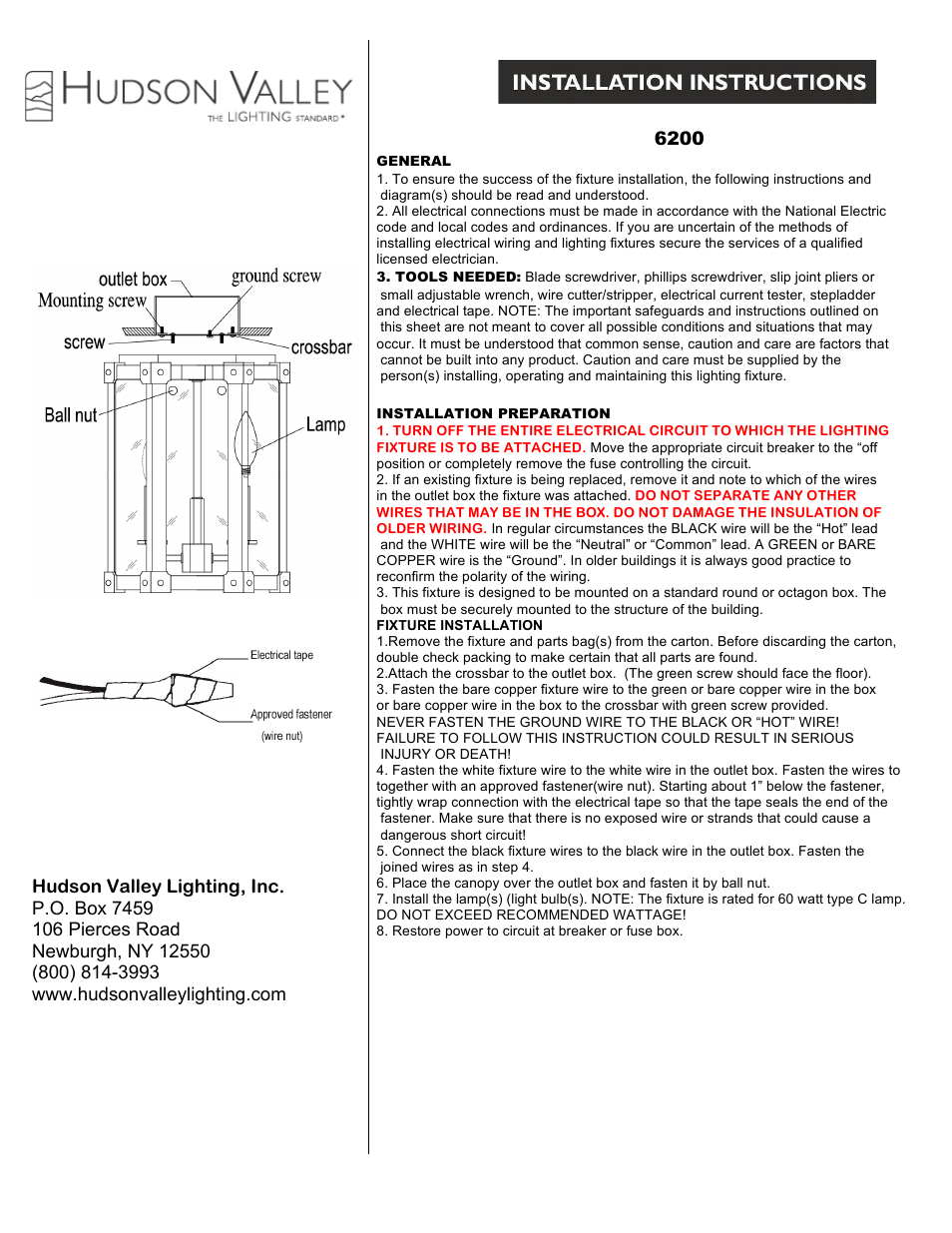 Hudson Valley Lighting ROXBURY 6200 User Manual | 1 page