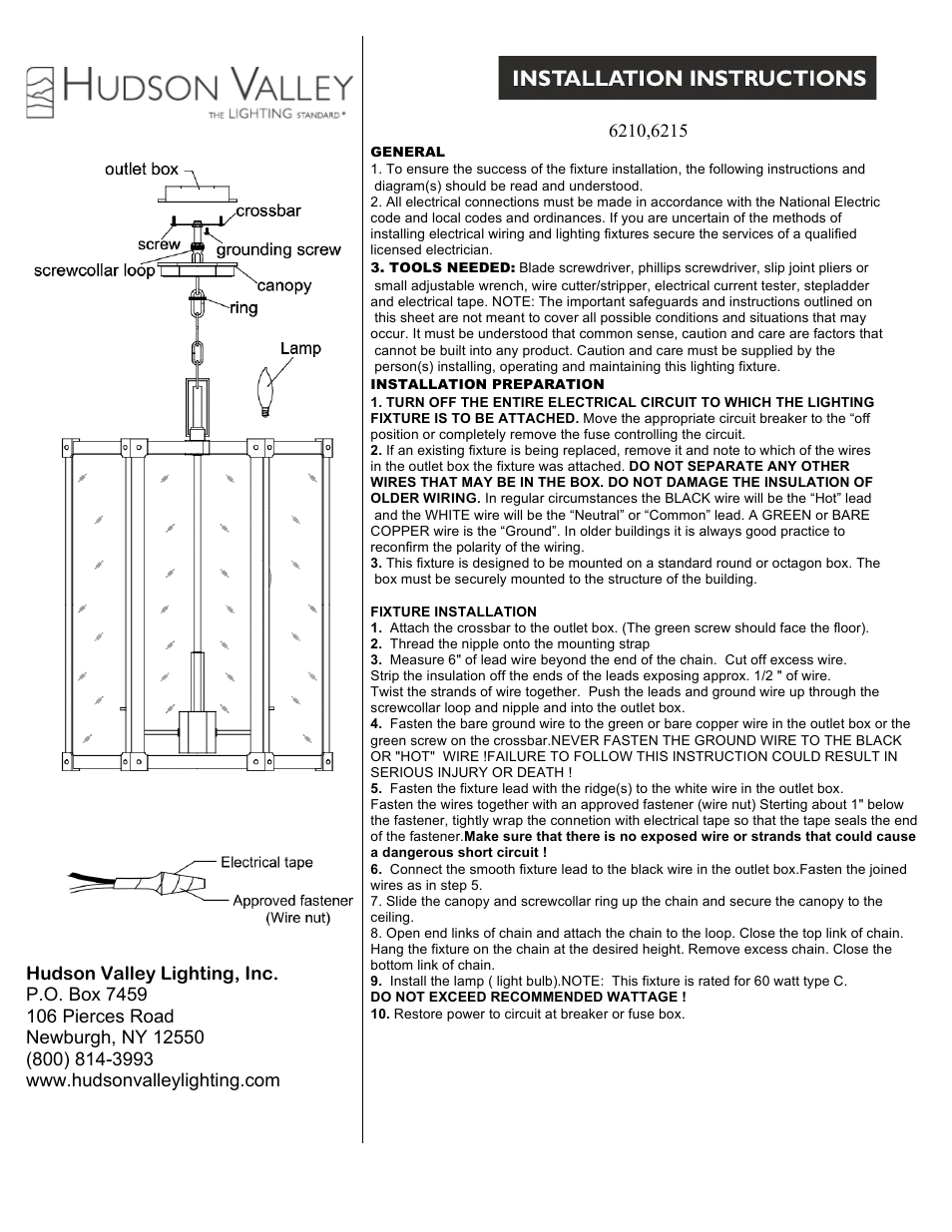 Hudson Valley Lighting ROXBURY 6215 User Manual | 1 page