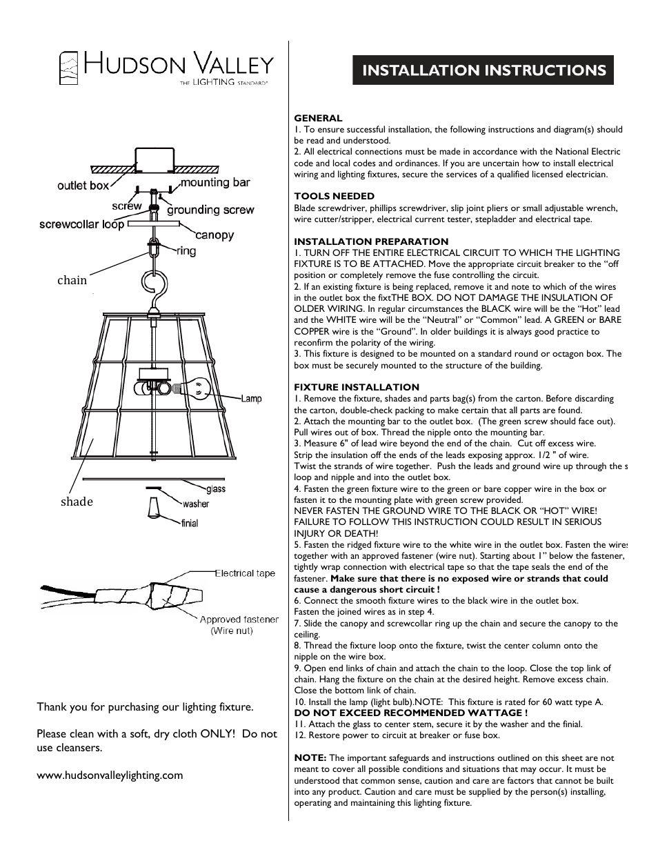 Hudson Valley Lighting SAVONA 9816-9820 User Manual | 2 pages