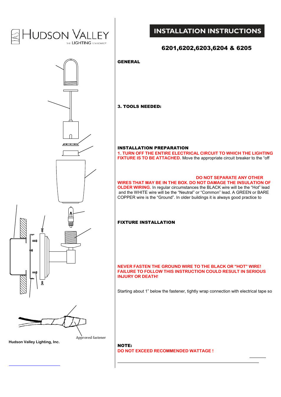 Hudson Valley Lighting SOHO 6201-6205 User Manual | 1 page