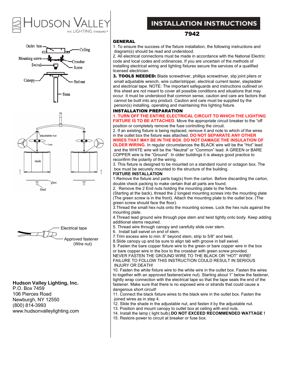 Hudson Valley Lighting SWEENY 7942 User Manual | 1 page