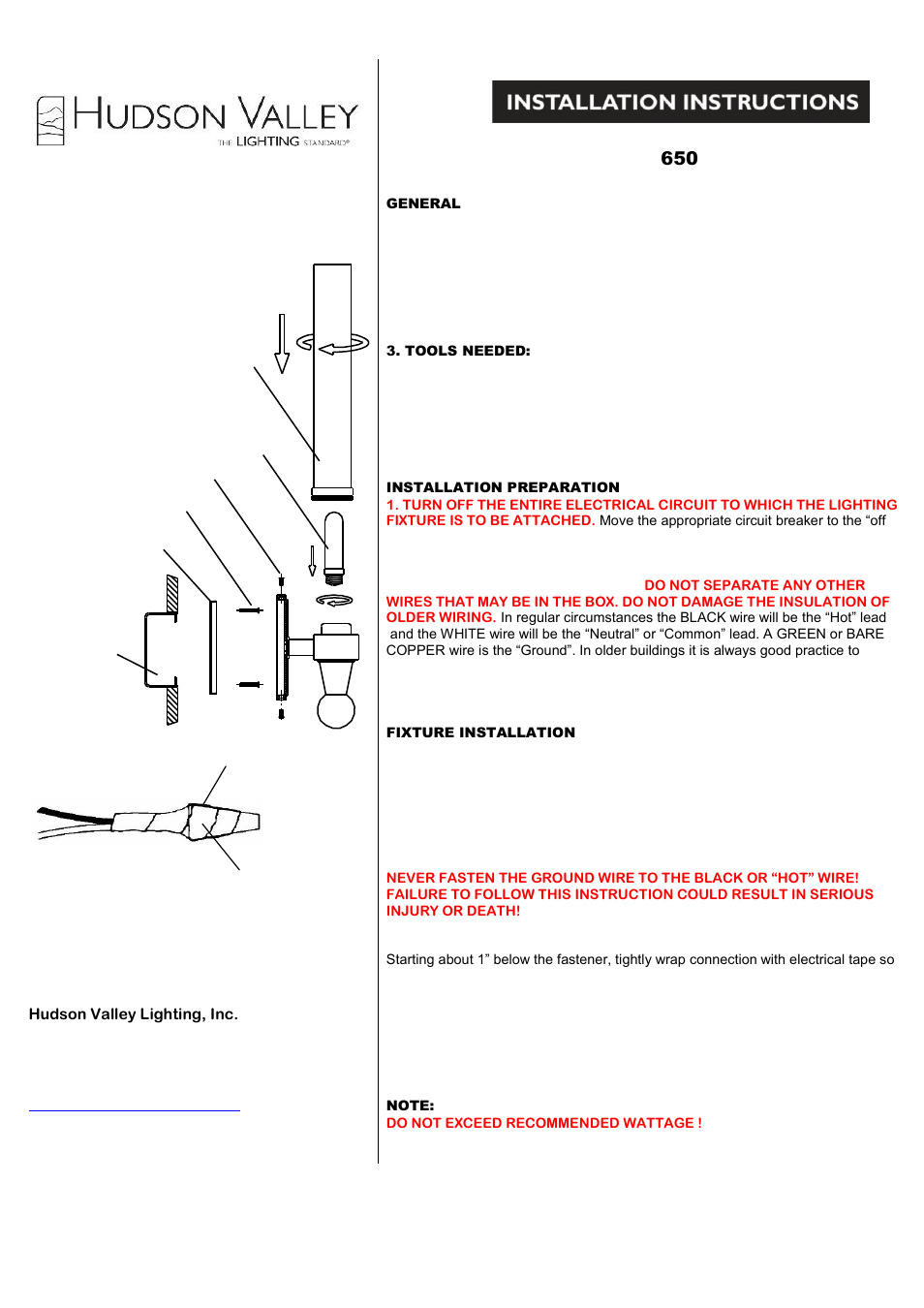 Hudson Valley Lighting TUCKAHOE 650 User Manual | 1 page