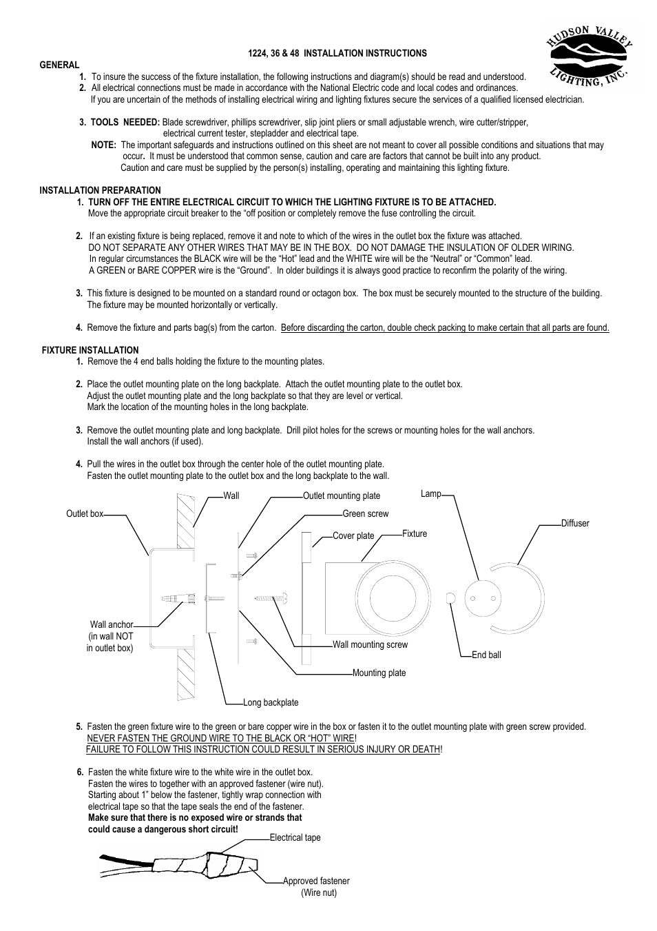 Hudson Valley Lighting VENTURA 1224-1248 User Manual | 2 pages