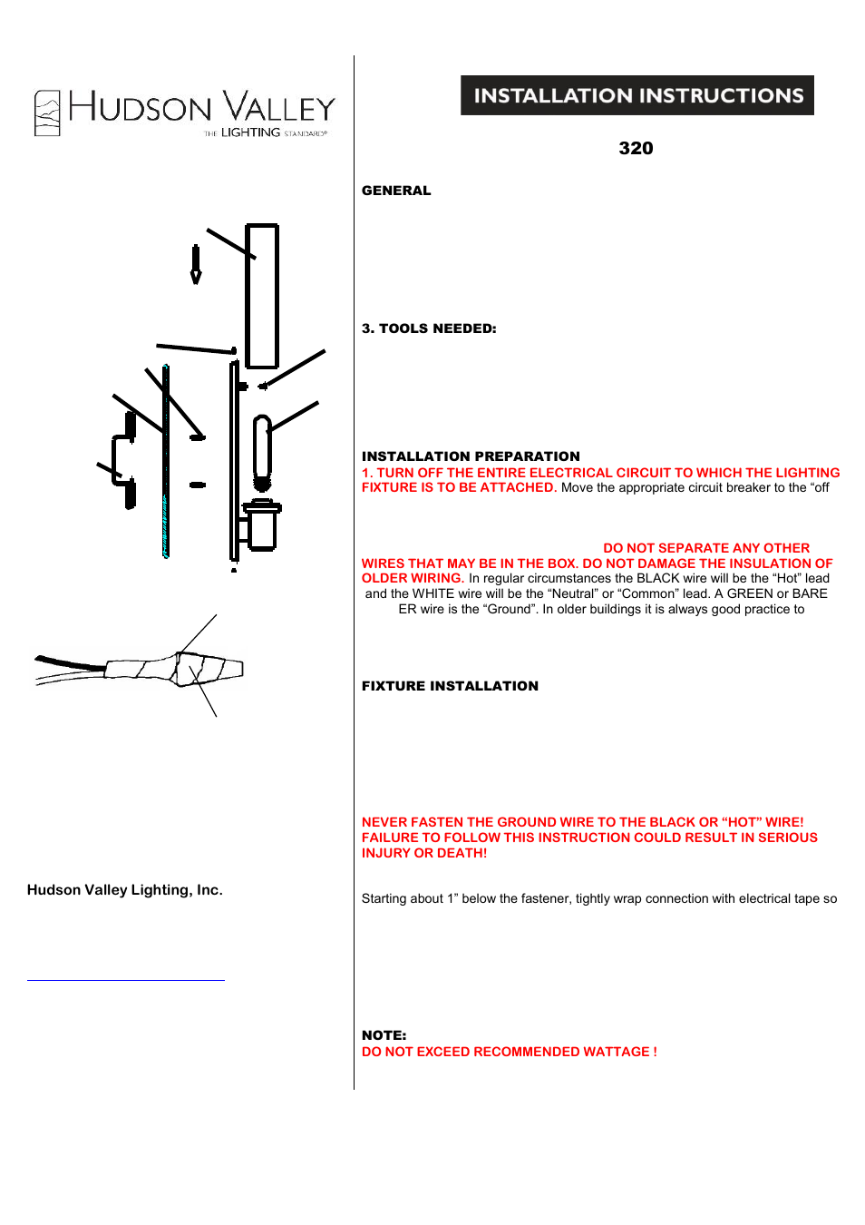 Hudson Valley Lighting WALTON 320 User Manual | 2 pages