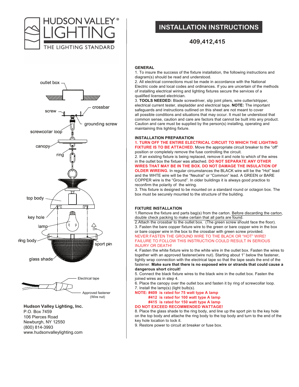 Hudson Valley Lighting WINFIELD 409-415 User Manual | 1 page