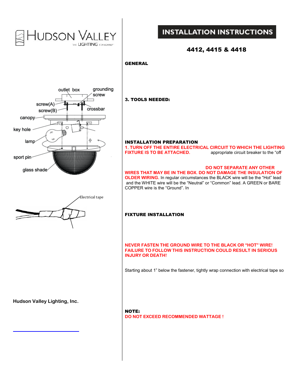 Hudson Valley Lighting WINFIELD 4415 User Manual | 1 page