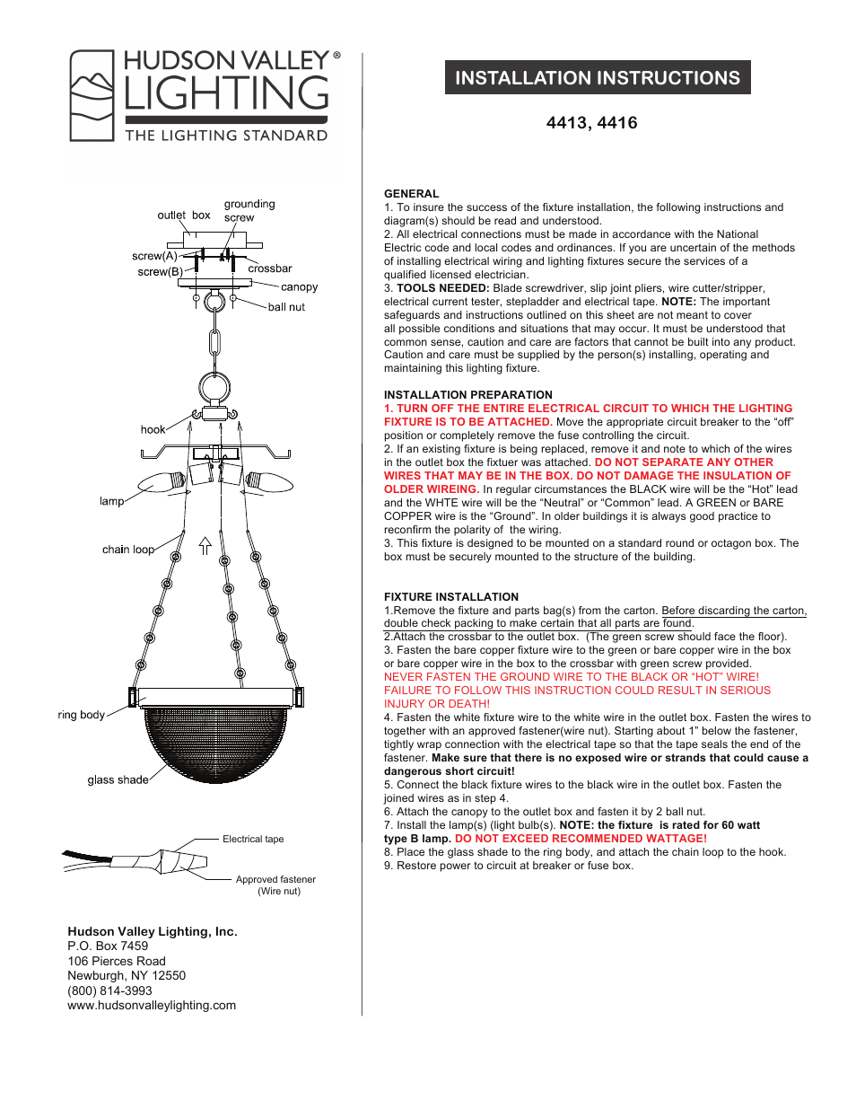 Hudson Valley Lighting WINFIELD 4413 User Manual | 1 page