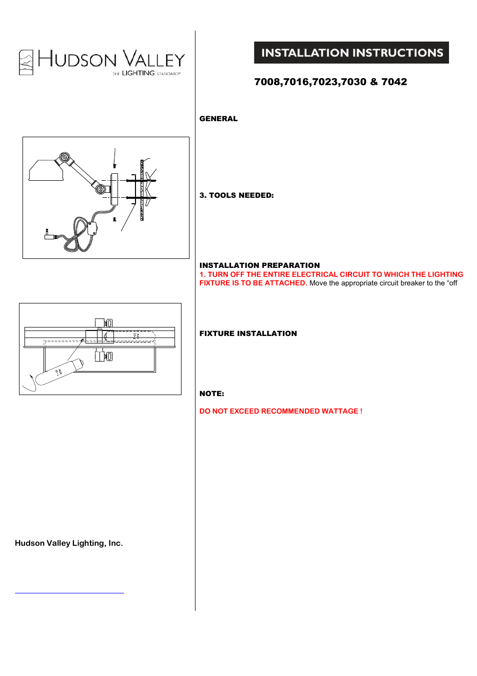 Hudson Valley Lighting WOODBURY 7008-7042 User Manual | 2 pages