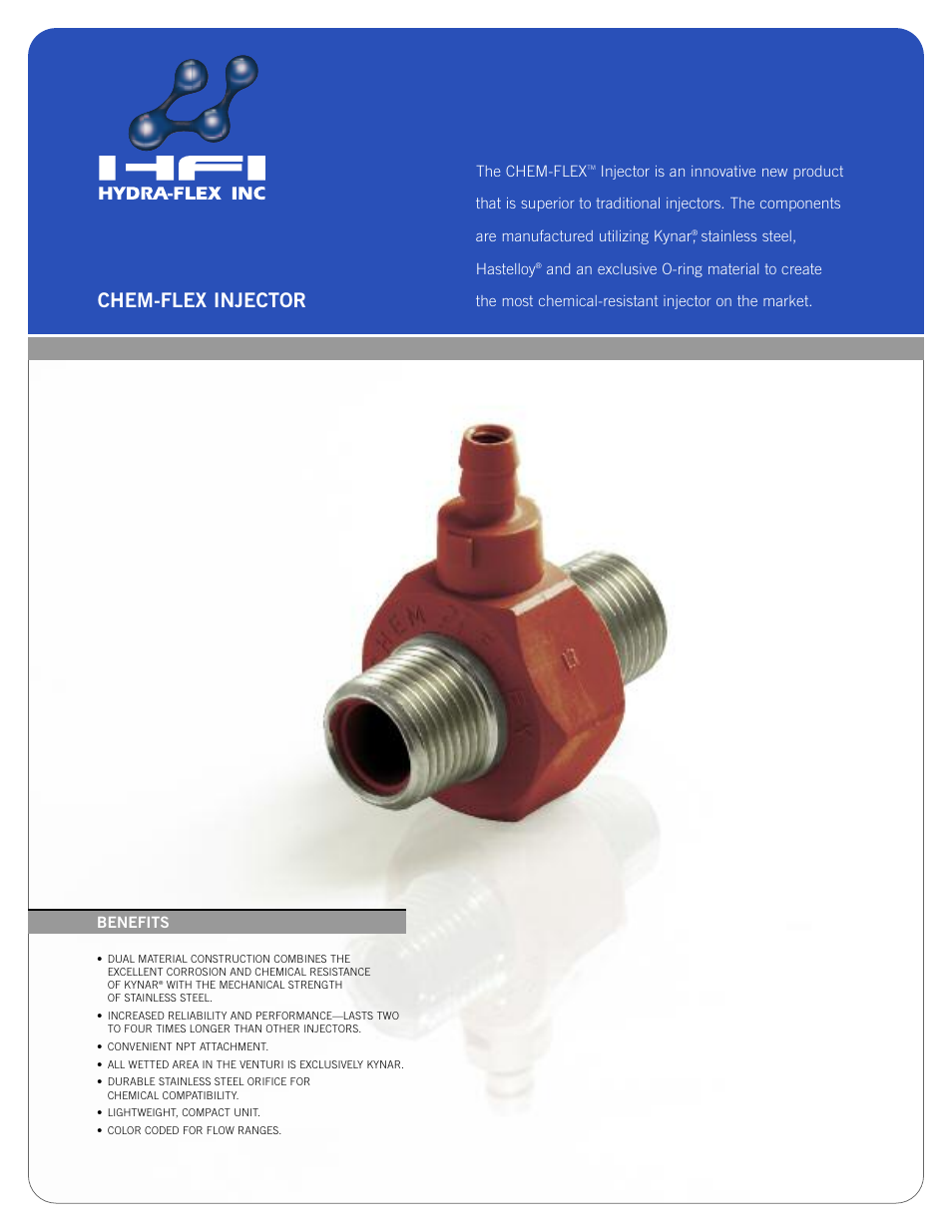 Hydra-Flex Chem-Flex Injectors NPTxNPT User Manual | 2 pages