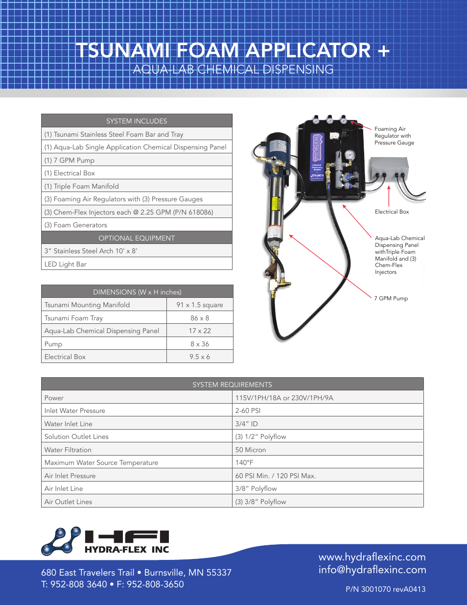 Tsunami foam applicator, Aqua-lab chemical dispensing | Hydra-Flex Aqua-Lab + Tsunami User Manual | Page 2 / 2
