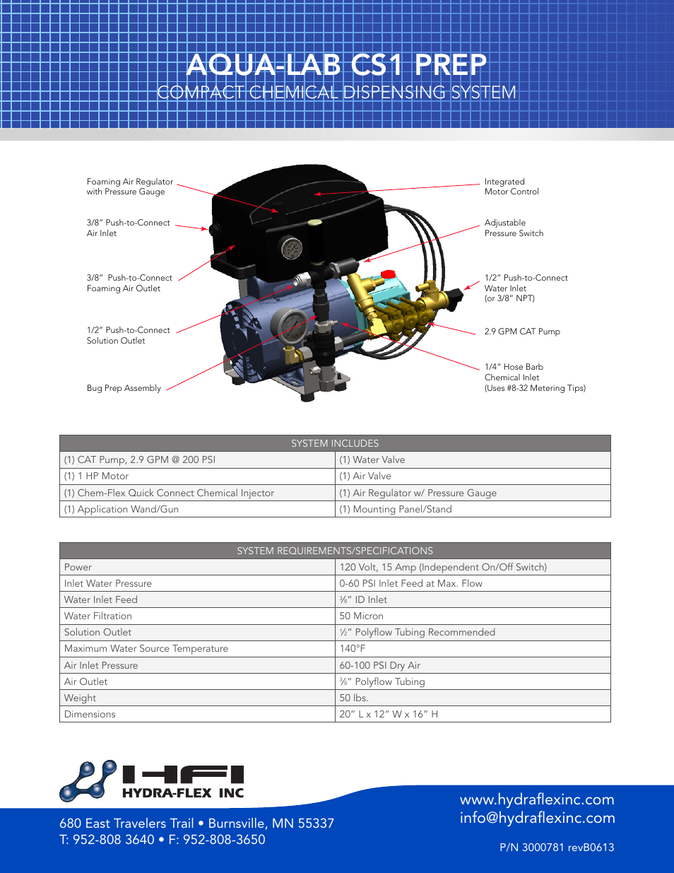 Aqua-lab cs1 prep, Compact chemical dispensing system | Hydra-Flex Aqua-Lab CS1 Prep User Manual | Page 2 / 2