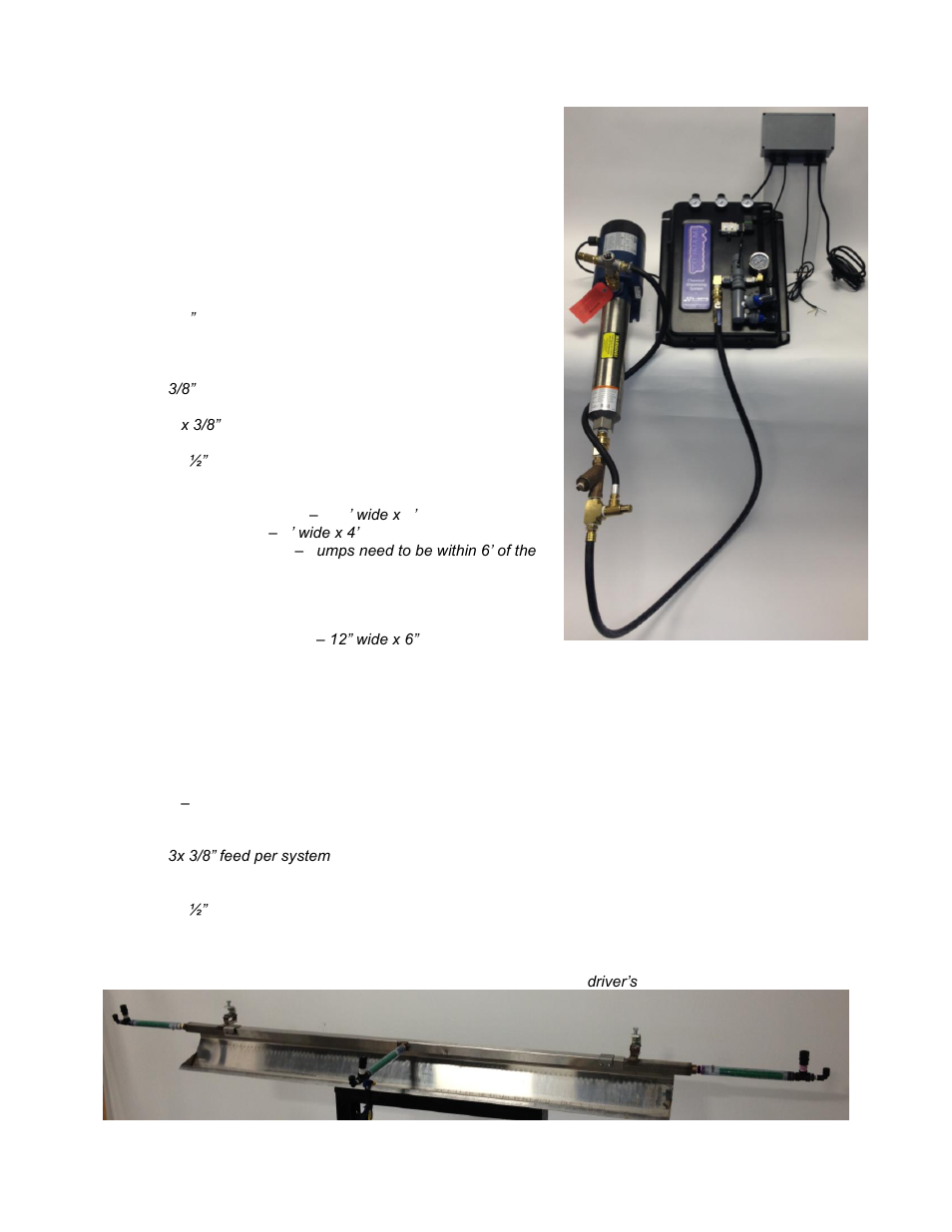 Tsunami applicator specifications, Chemical dispensing specifications | Hydra-Flex Aqua-Lab + Tsunami Operating Manual User Manual | Page 2 / 13