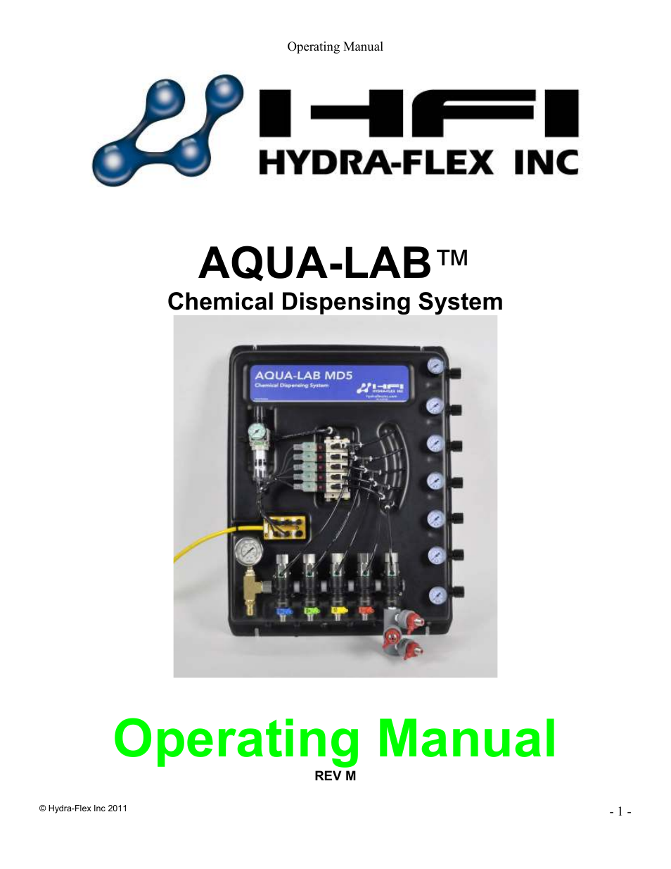 Hydra-Flex Aqua-Lab MD Operating Manual User Manual | 18 pages