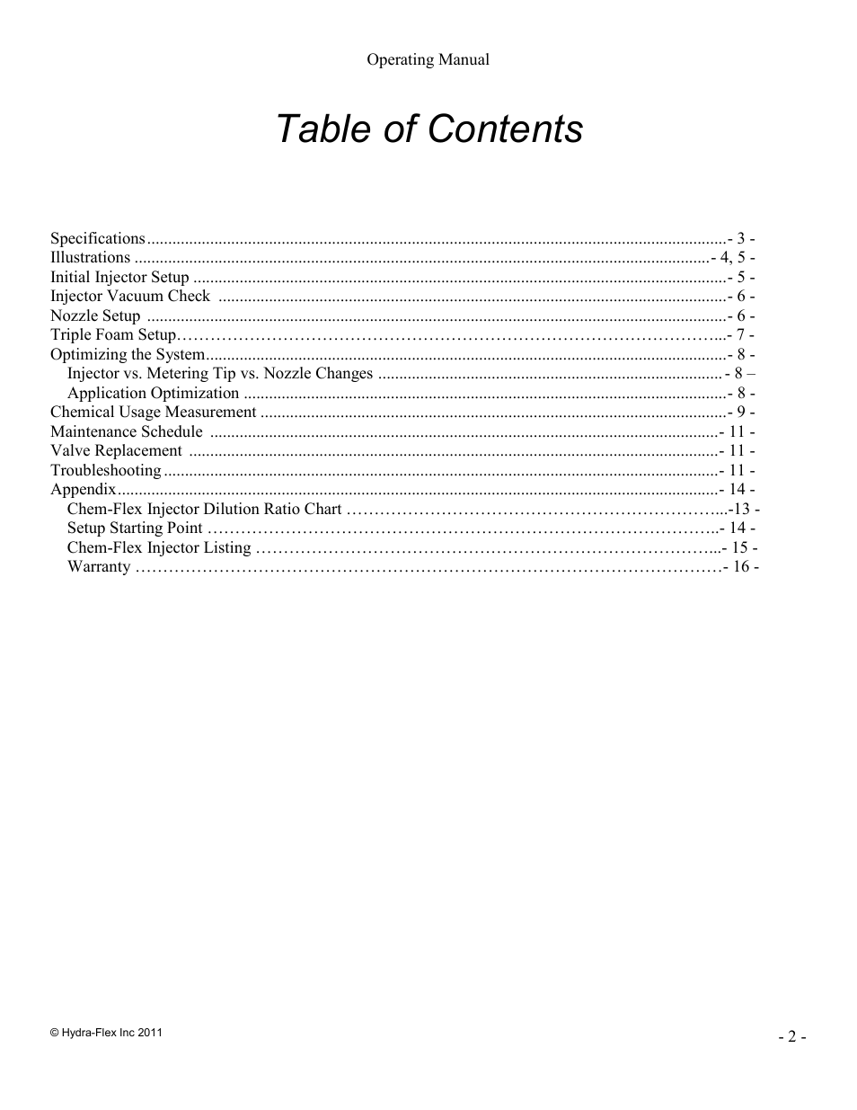 Hydra-Flex Aqua-Lab MD Operating Manual User Manual | Page 2 / 18