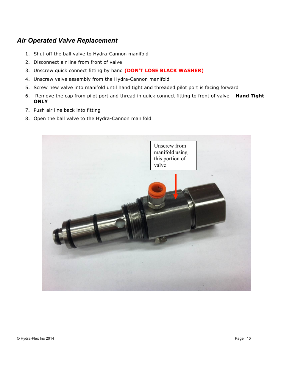 Air operated valve replacement | Hydra-Flex Aqua-Lab EVO User Manual User Manual | Page 12 / 18