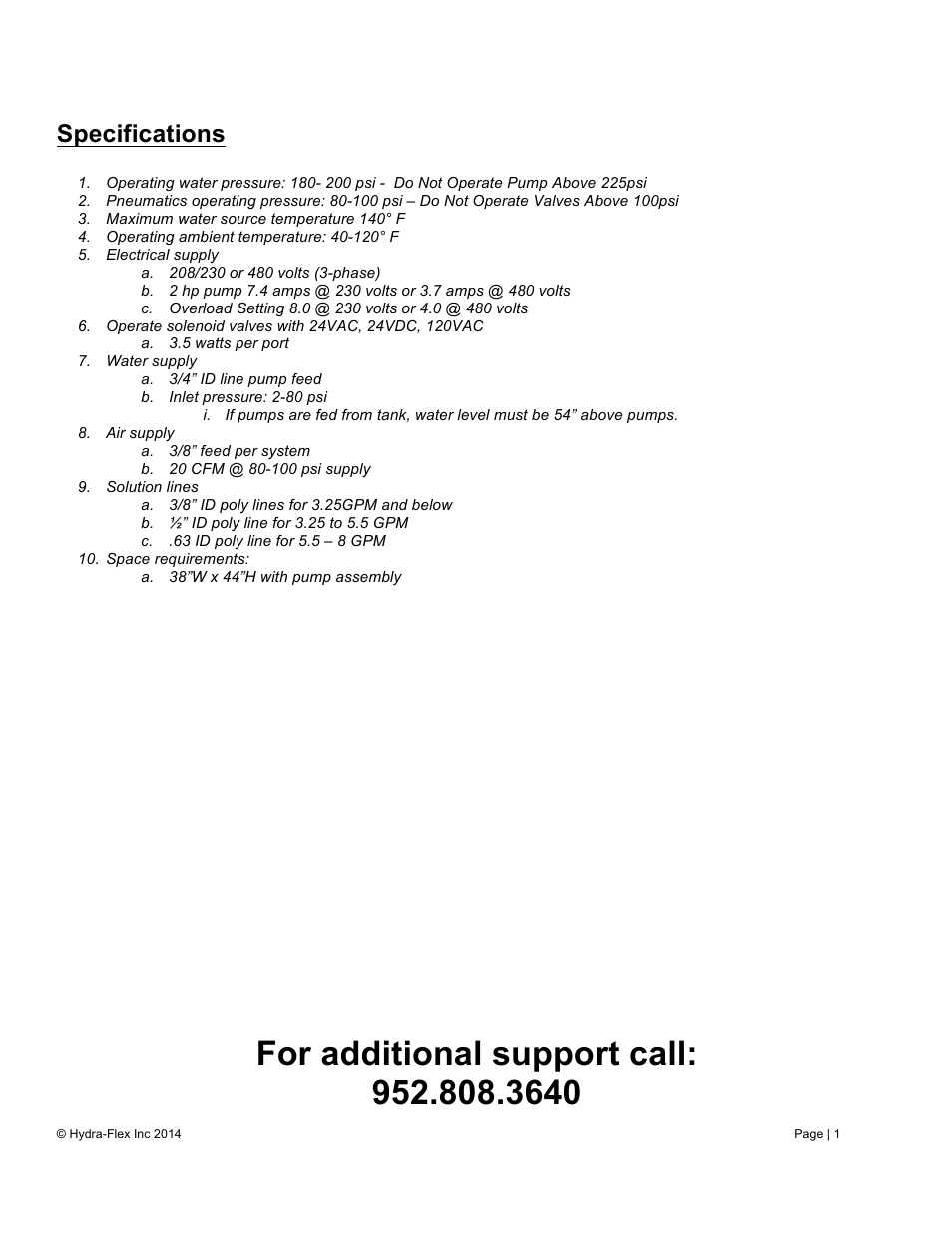 Specifications | Hydra-Flex Aqua-Lab EVO User Manual User Manual | Page 3 / 18