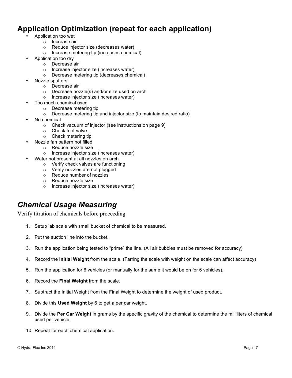 Chemical usage measuring | Hydra-Flex Aqua-Lab EVO User Manual User Manual | Page 9 / 18