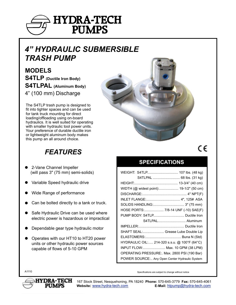 Hydra-Tech S4TLPAL User Manual | 2 pages