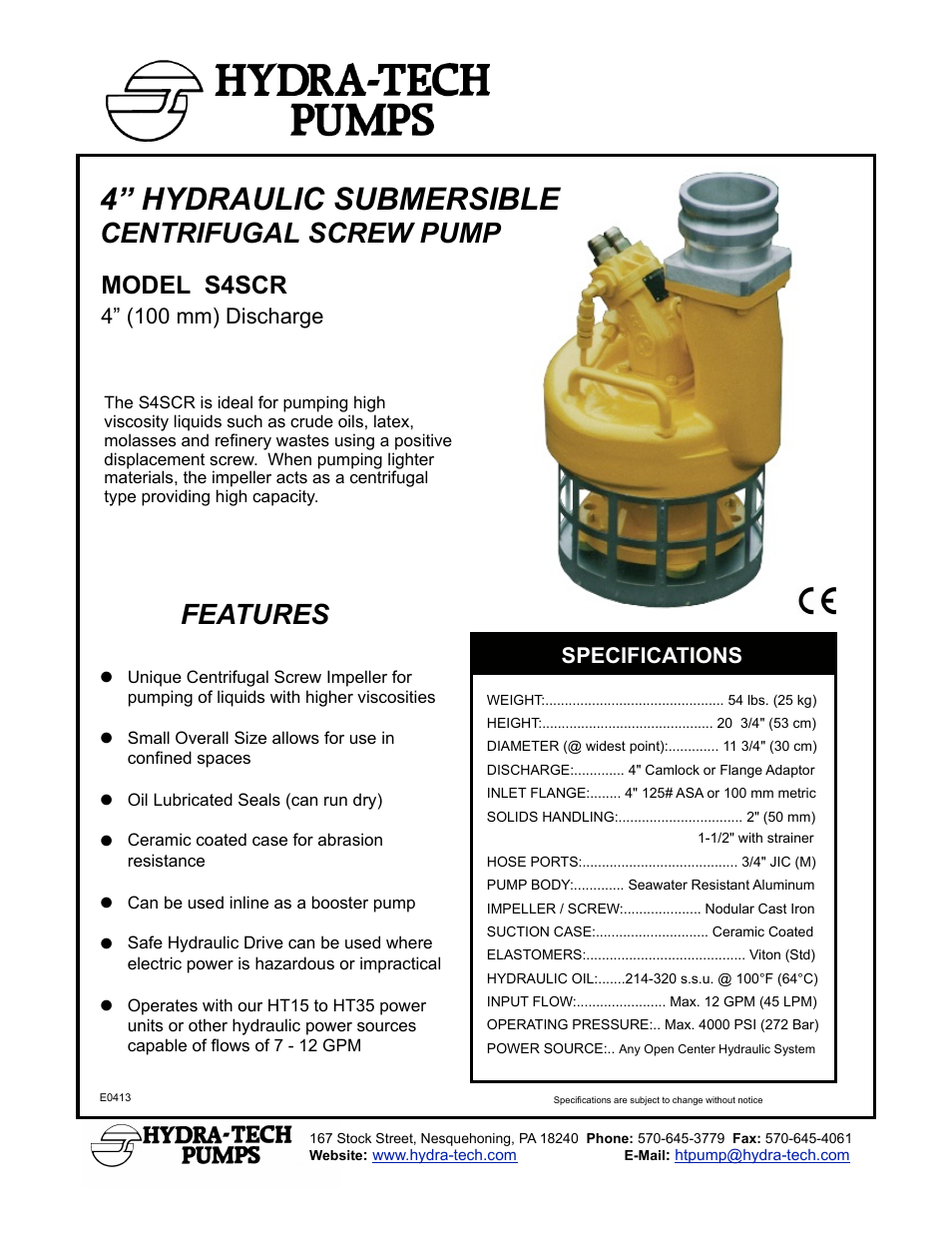 Hydra-Tech S4SCR User Manual | 2 pages