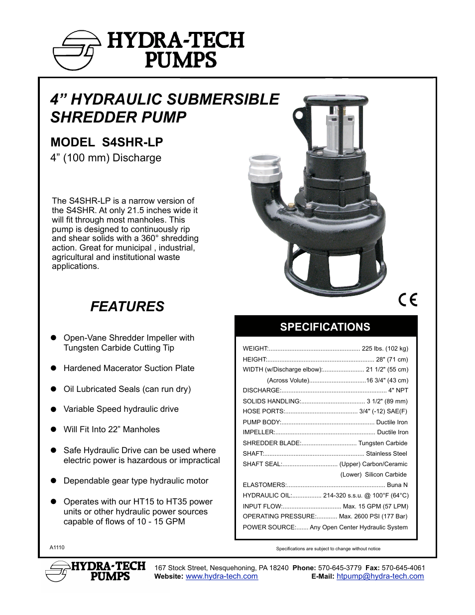 Hydra-Tech S4SHR-LP User Manual | 2 pages