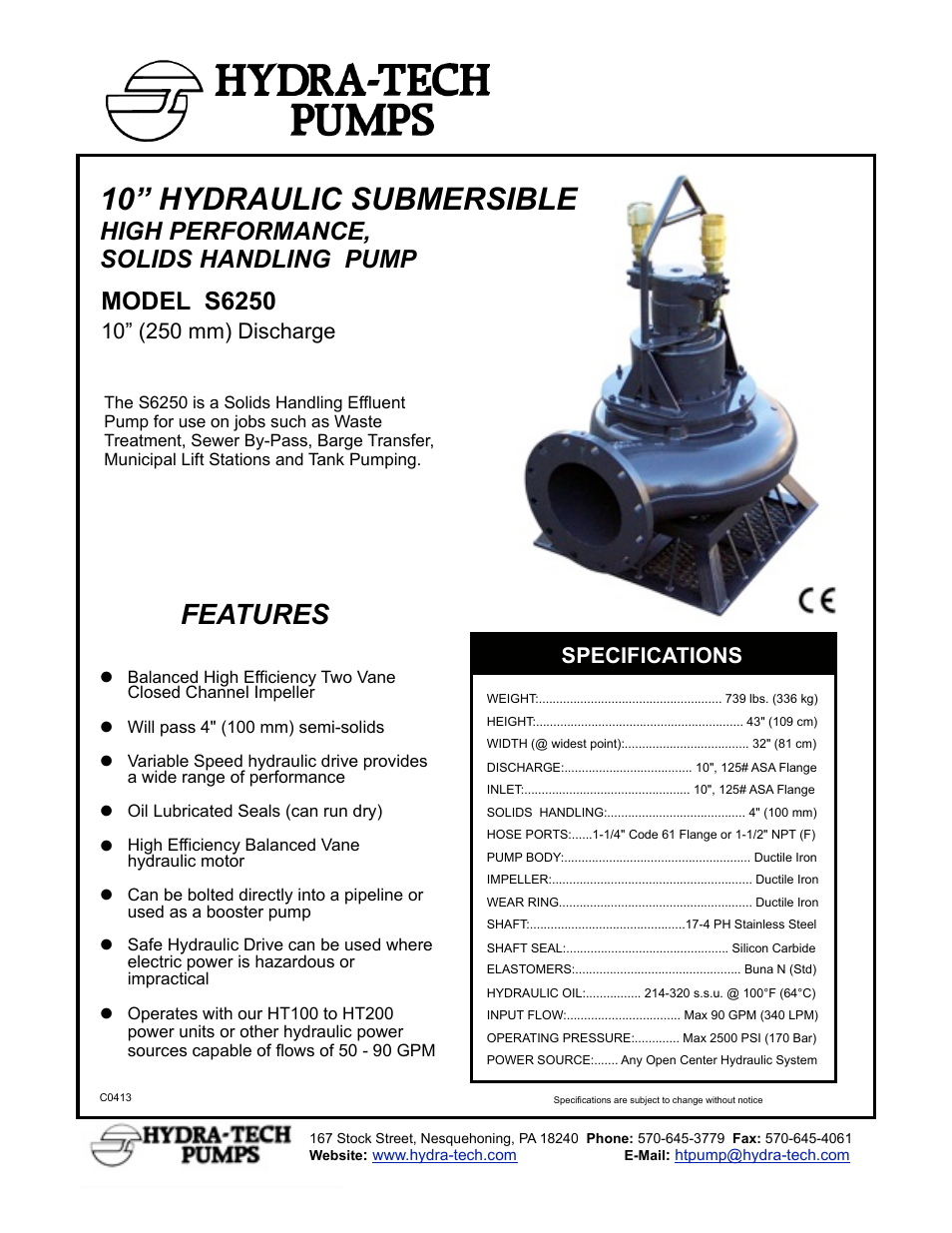 Hydra-Tech S6250 User Manual | 2 pages