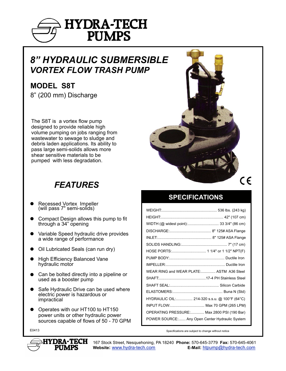 Hydra-Tech S8T User Manual | 2 pages