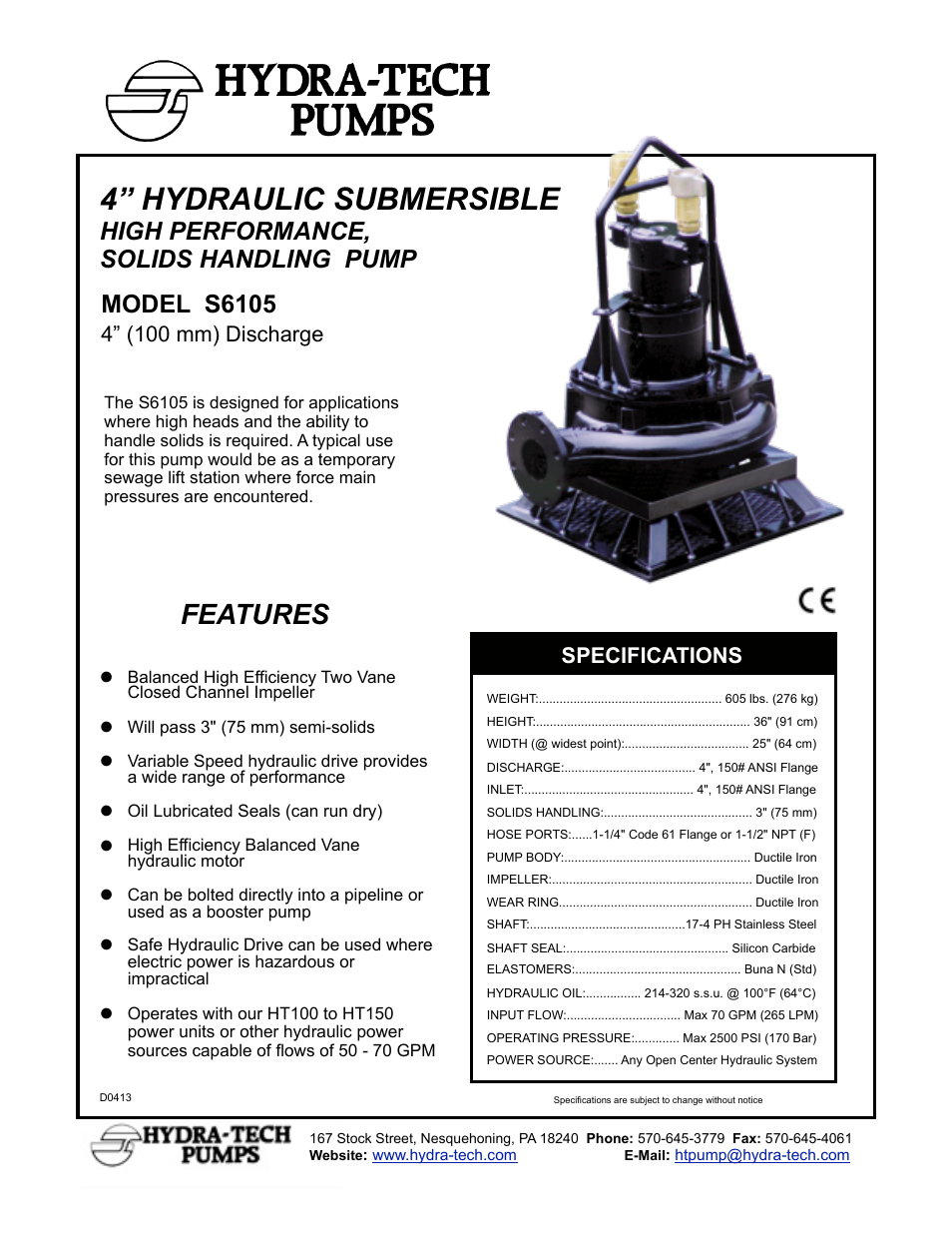 Hydra-Tech S6105 User Manual | 2 pages