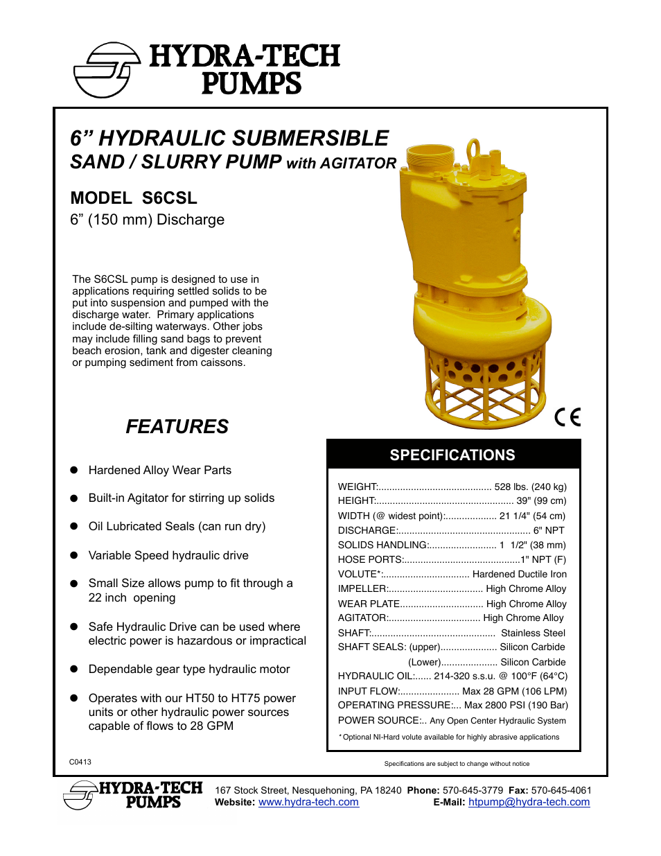 Hydra-Tech S6CSL User Manual | 2 pages