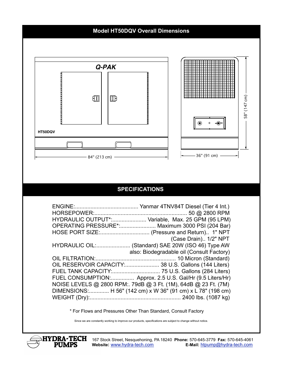 Q-pak | Hydra-Tech HT50DQV User Manual | Page 2 / 2