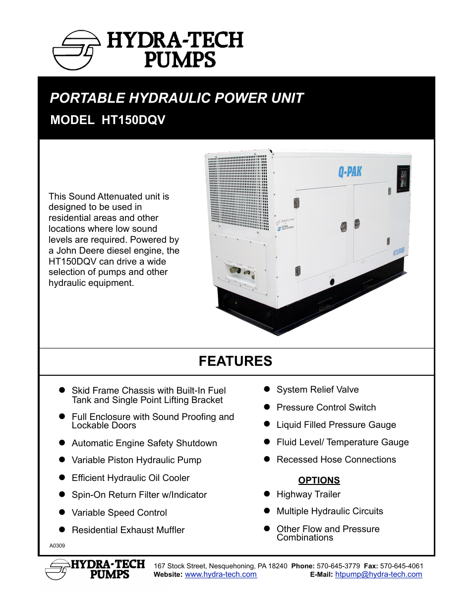 Hydra-Tech HT150DQV User Manual | 2 pages