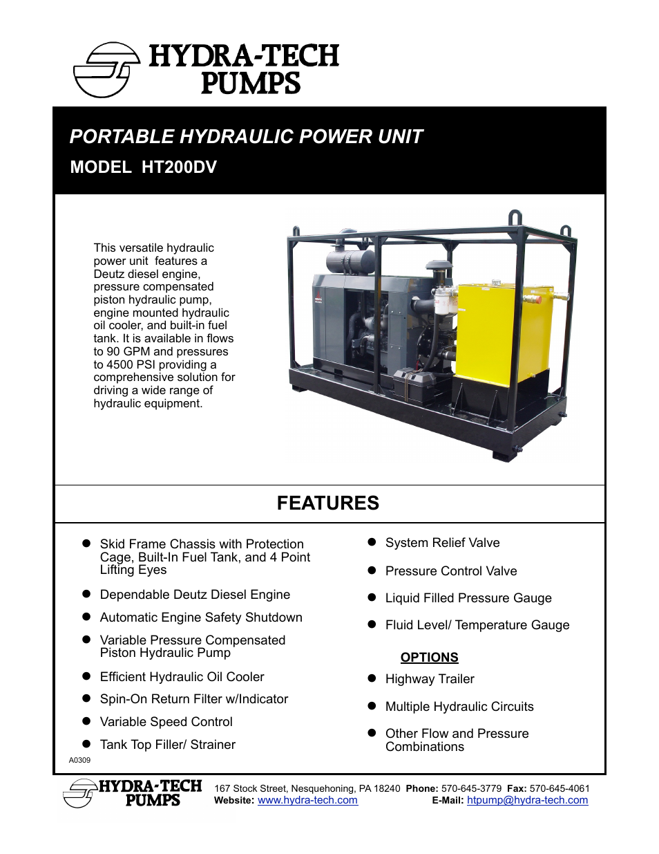 Hydra-Tech HT200DV User Manual | 2 pages