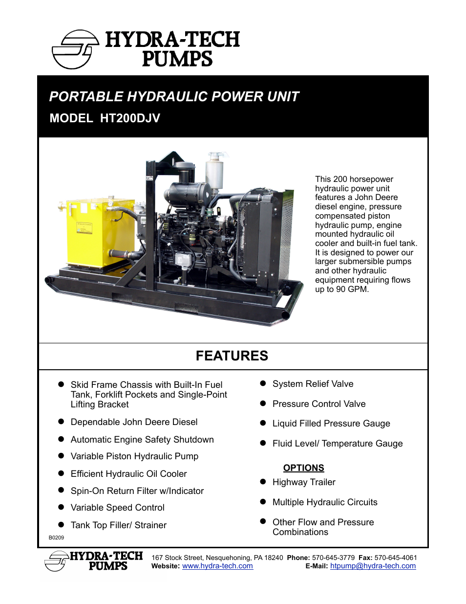 Hydra-Tech HT200DJV User Manual | 2 pages