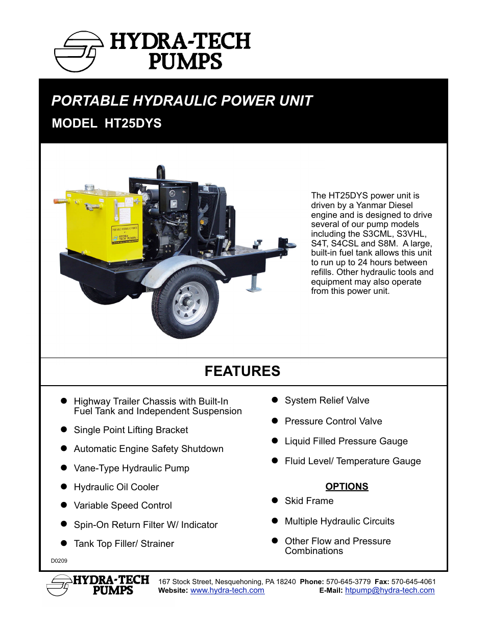 Hydra-Tech HT25DYS User Manual | 2 pages