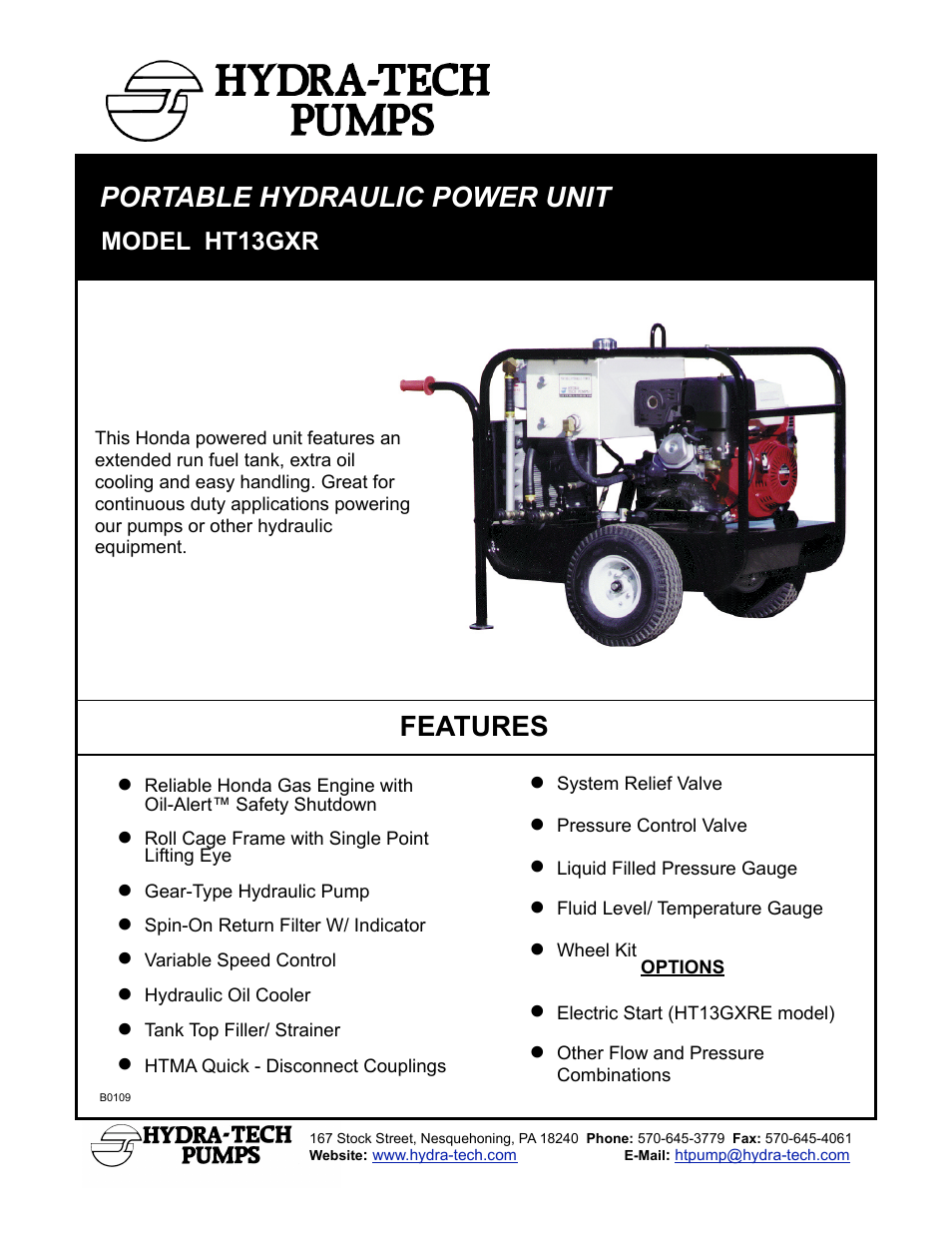 Hydra-Tech HT13GXR User Manual | 2 pages