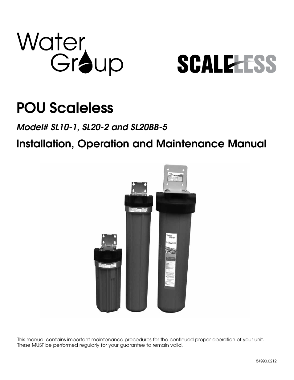 Hydrotech SL10-1 POU Scaleless User Manual | 8 pages