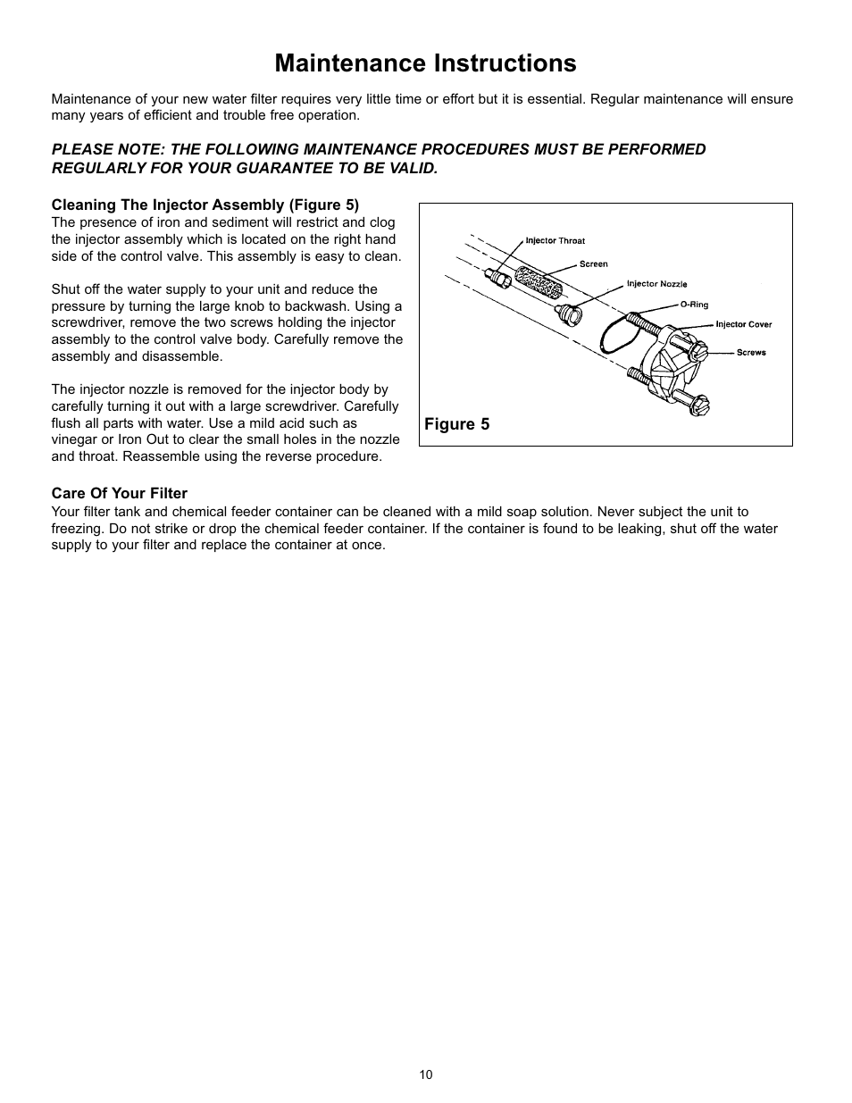 Maintenance instructions | Hydrotech 5600 & 2510 Valve Automatic Iron & Sulfur Filter Operation Manual User Manual | Page 12 / 16