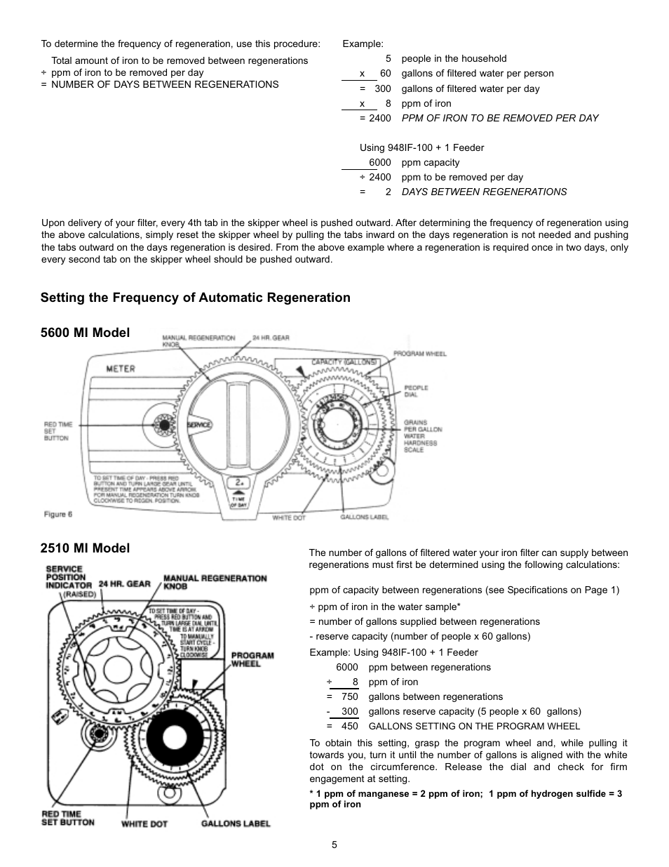 Setting the frequency of automatic regeneration | Hydrotech 5600 & 2510 Valve Automatic Iron & Sulfur Filter Operation Manual User Manual | Page 7 / 16