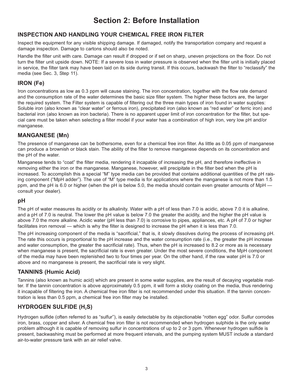 Hydrotech 2510 Valve Chemical Free Iron Filter Operation Manual User Manual | Page 3 / 12