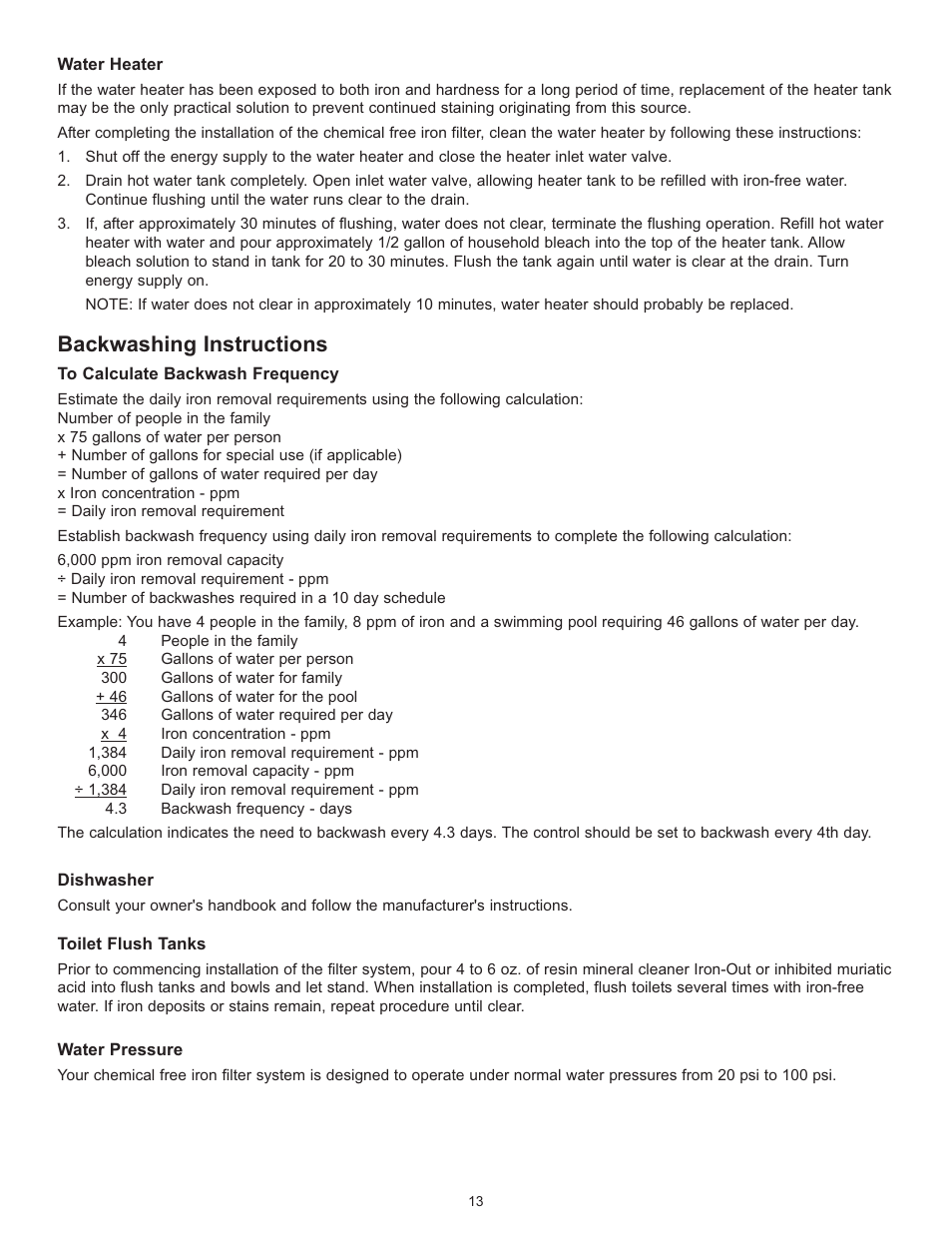 Backwashing instructions | Hydrotech 5600 SXT Valve Chem Free Iron Filter Operation Manual User Manual | Page 15 / 18