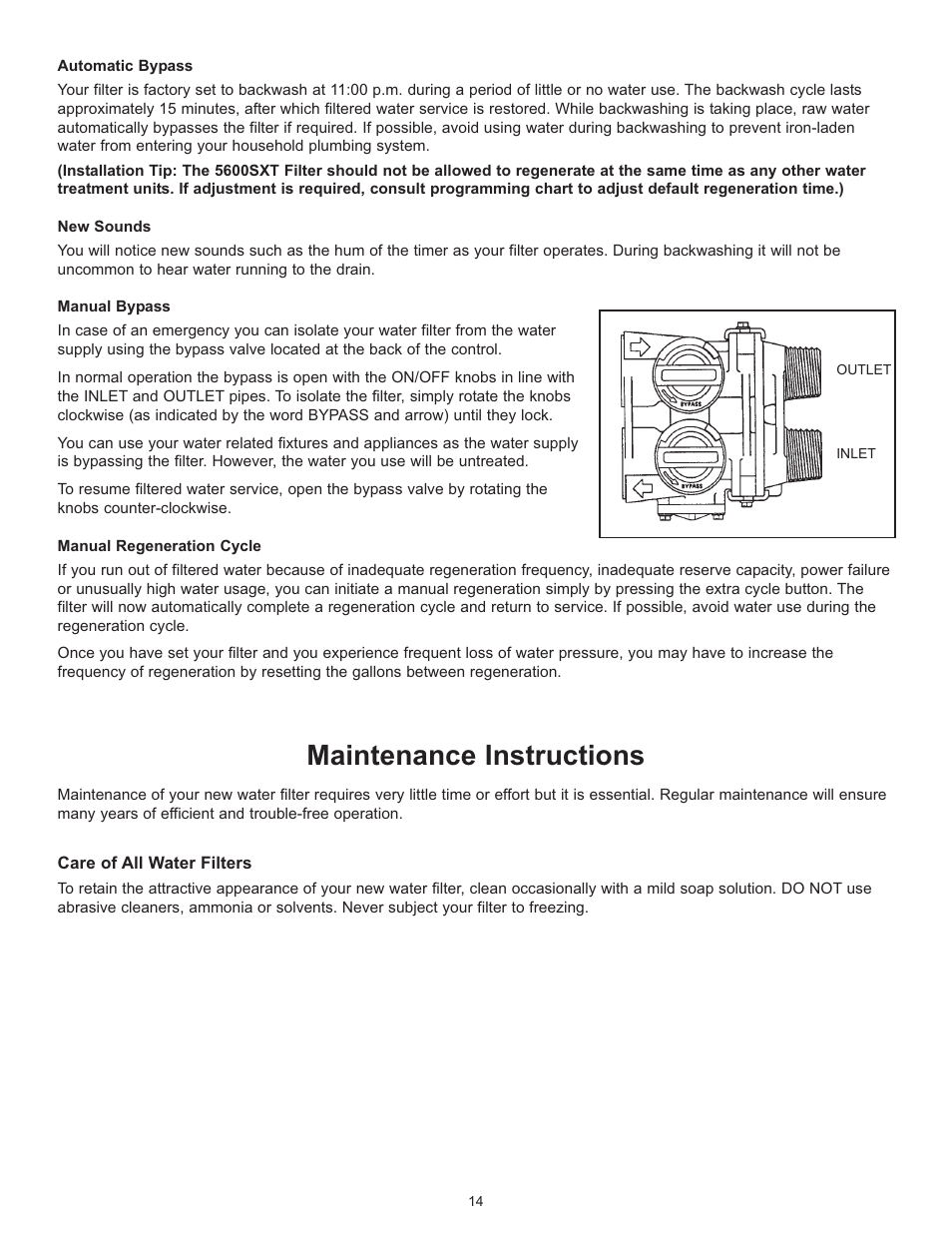 Maintenance instructions | Hydrotech 5600 SXT Valve Chem Free Iron Filter Operation Manual User Manual | Page 16 / 18