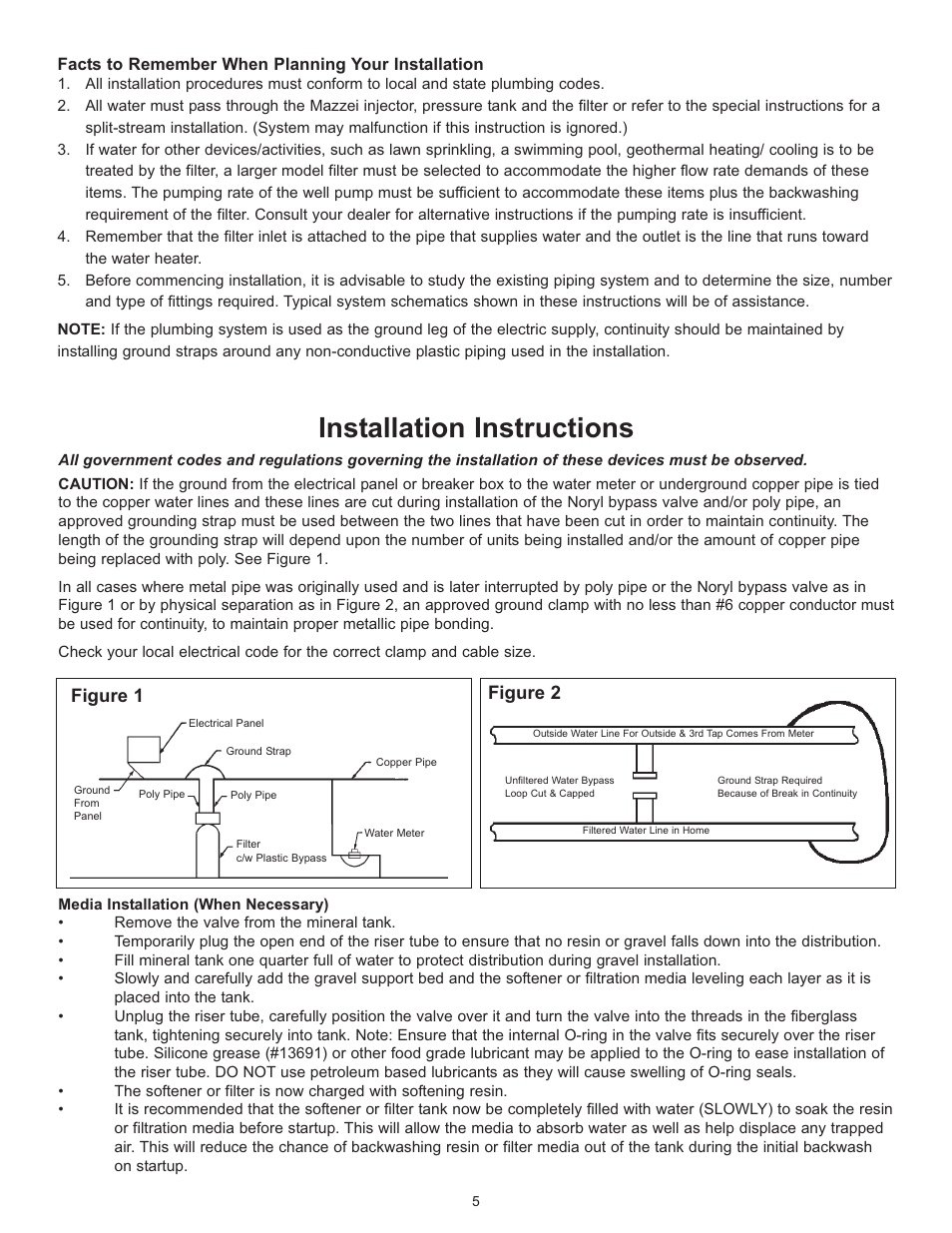 Installation instructions, Figure 2 figure 1 | Hydrotech 5600 SXT Valve Chem Free Iron Filter Operation Manual User Manual | Page 7 / 18