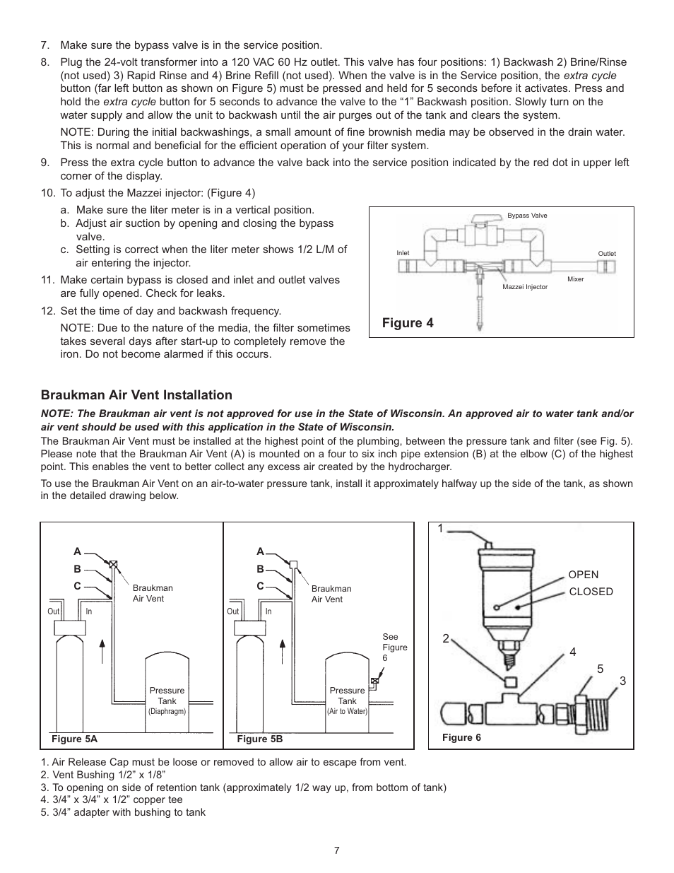 Figure 4, Braukman air vent installation | Hydrotech 5600 SXT Valve Chem Free Iron Filter Operation Manual User Manual | Page 9 / 18