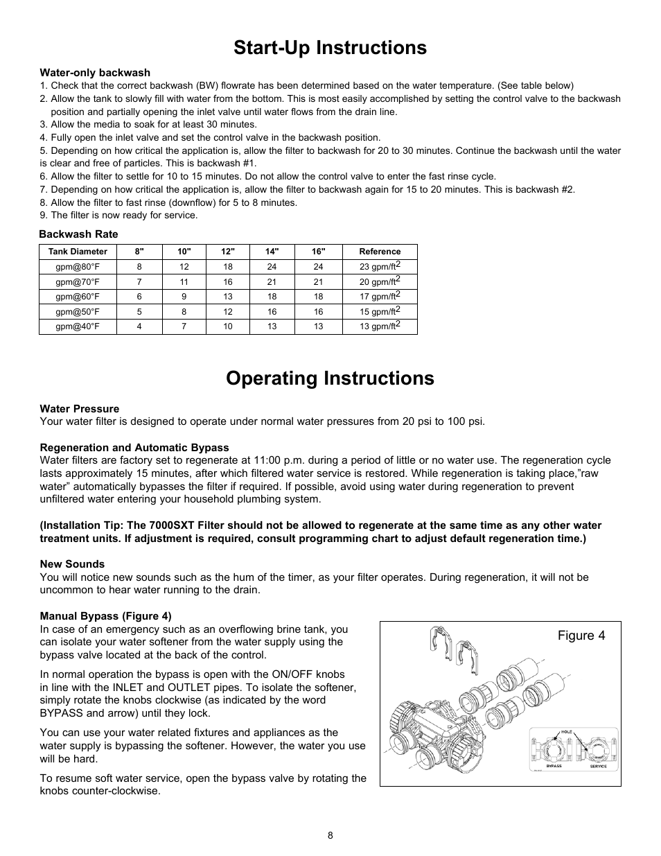 Operating instructions, Start-up instructions, Figure 4 | Hydrotech 7000 SXT Valve nextSand Turbidity & Sediment Filter Operation Manual User Manual | Page 10 / 12