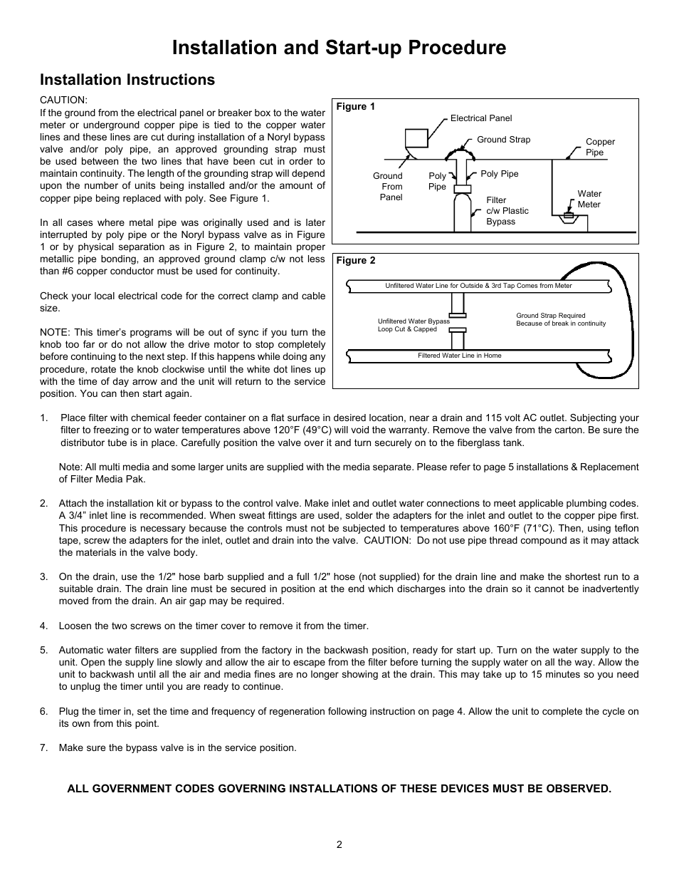 Installation and start-up procedure, Installation instructions | Hydrotech 2510 Valve nextSand Turbidity & Sediment Filter Operation Manual User Manual | Page 3 / 8