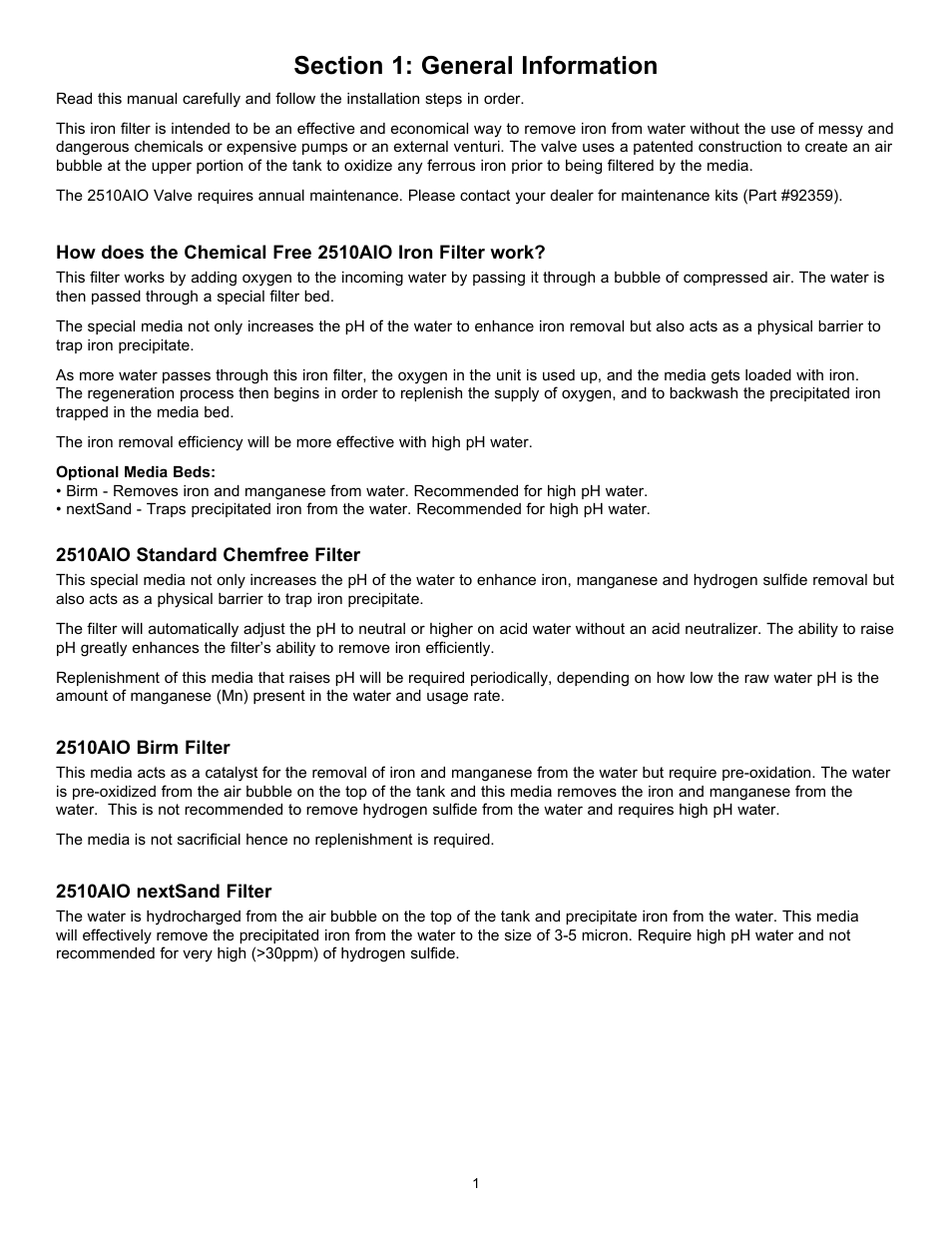 Hydrotech 2510 AIO SXT Chemical Free Iron Filter Operation Manual User Manual | Page 3 / 16